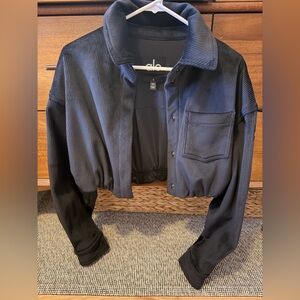 ALO Yoga Black Ribbed Velour Mountain Side Jacket